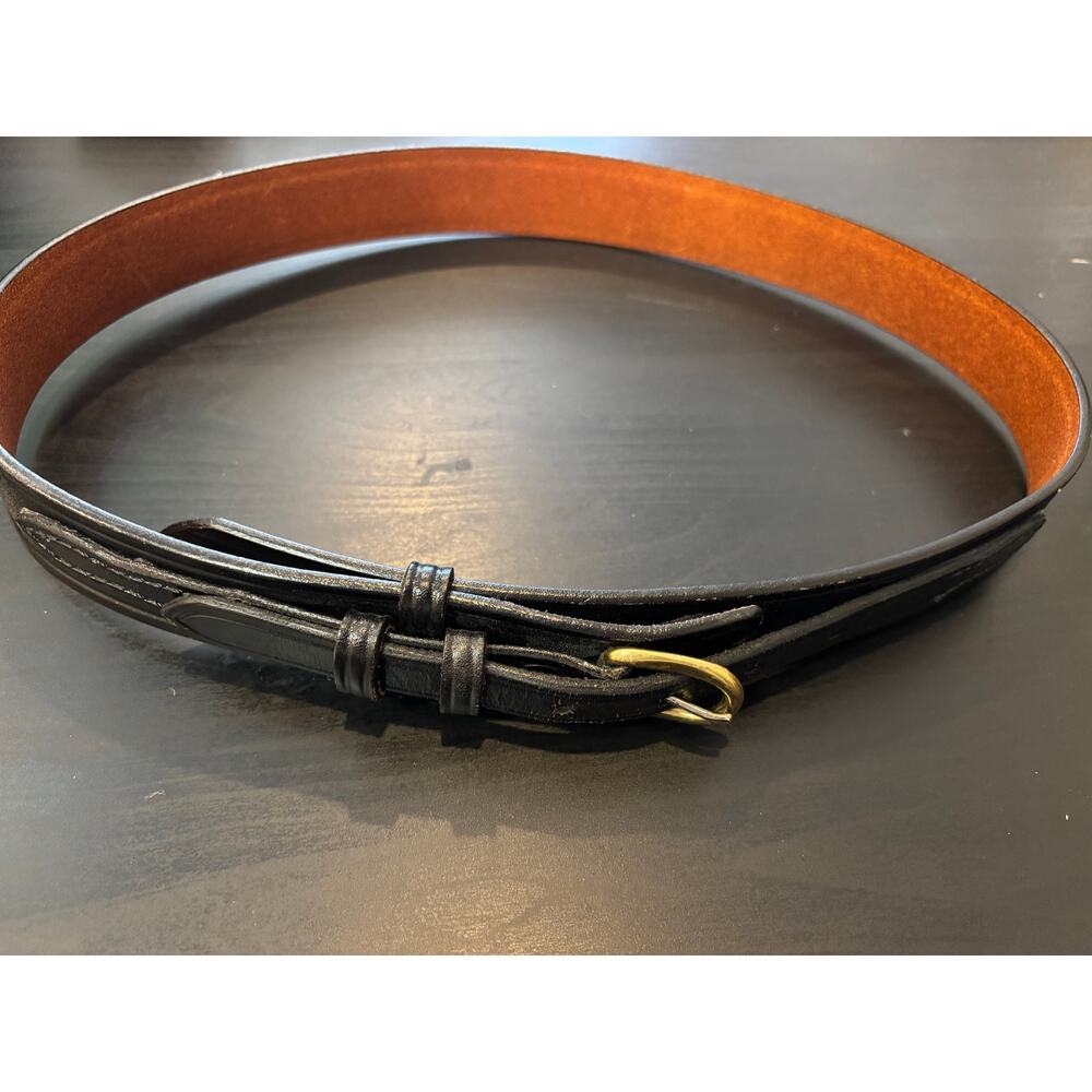 DON HUME Duty Belt Size 36 Black Leather Double Buckle USA Made